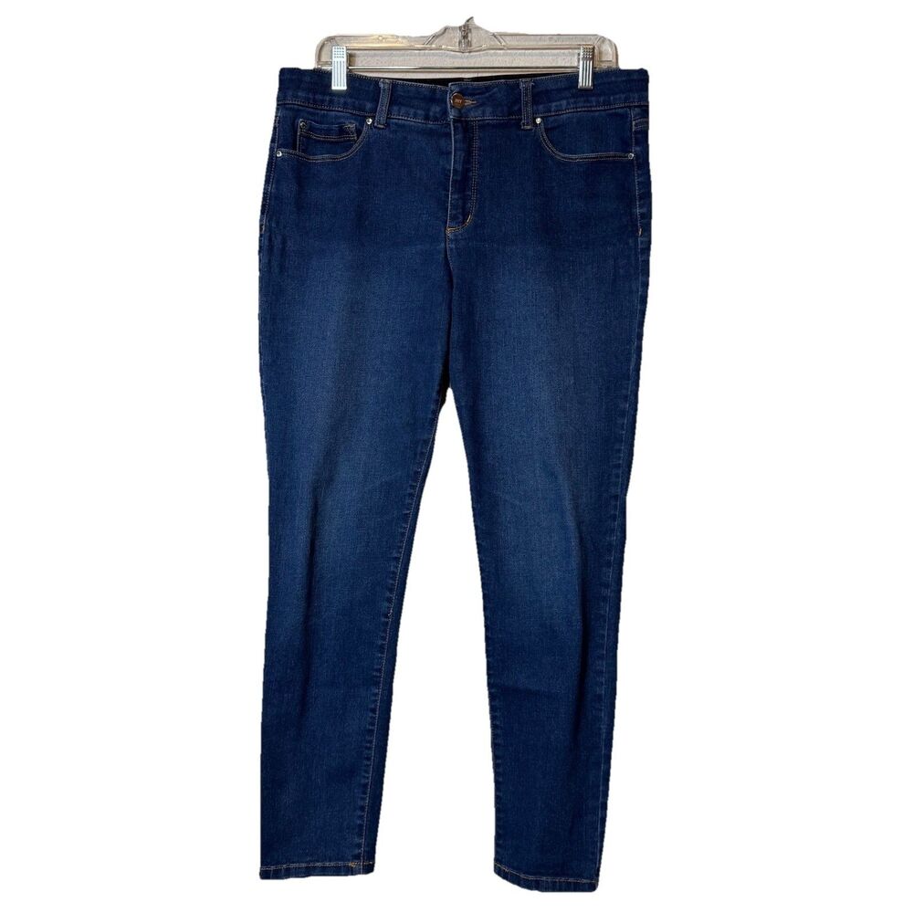 Jones New York Jeans Stretch Blue Indigo Ankle Dark Wash Denim Women’s Size 12